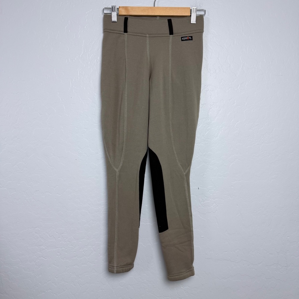 Kerrits Womens Small Tan Fleece Lined Equestrian Riding Breeches Knee Patch